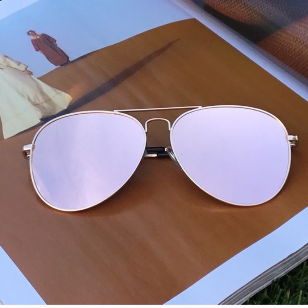 Unisex Rose Gold Aviator Sunglasses - Picture 2 of 3